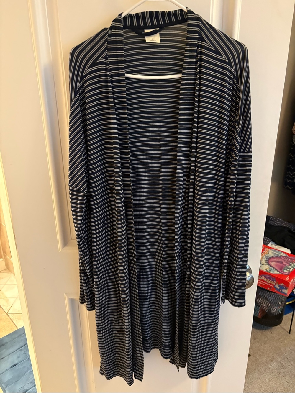 Soma lightweight long navy striped robe